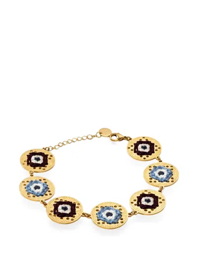L'eight Studio Embroidered Openwork Medallion Bracelet In Neutral