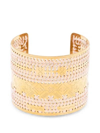 L'eight Studio Engraved Woven Cuff Bracelet In Gold