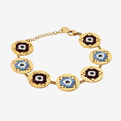 L'eight Studio Hand-embroidered Eye Medallion Bracelet In Gold
