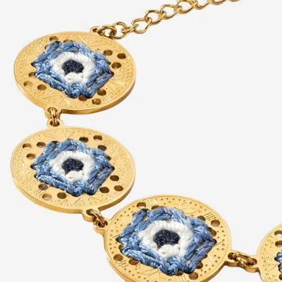 L'eight Studio Hand-embroidered Eye Medallion Bracelet In Gold