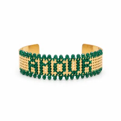 L'eight Studio Women's Green Gold-plated Beaded Cuff Bracelet – Amour Emerald