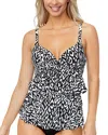 Leilani Gemini Tiered Tankini Top In Black