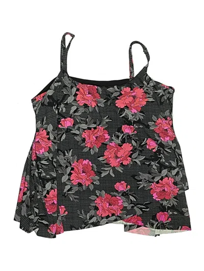 Pre-owned Leilani Swimsuit Top Black Floral Pattern Swimwear