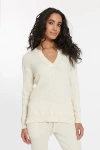 Leimere Cabo Split Neck Top In Beige