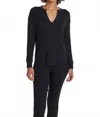 Leimere Cabo Split Neck Top In Black In Black