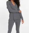 Leimere Cabo Split Neck Top In Granite Grey In Multi