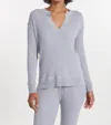 Leimere Cabo Split Neck Top In Light Grey In Gray