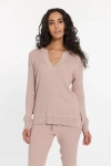 Leimere Cabo Split Neck Top In Pink