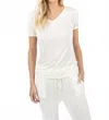 Leimere Feather Vneck Tee In Marshmallow In White