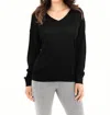 Leimere Long Sleeve Vneck Tee In Black In Black