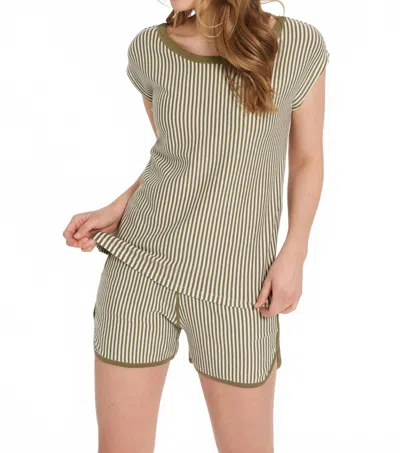 Leimere Newport Tee In Olive Marshmallow Stripe In Multi