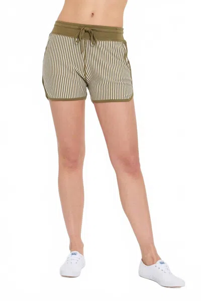 Leimere Women's Newport Short In Olive Marshmallow Stripe In Multi