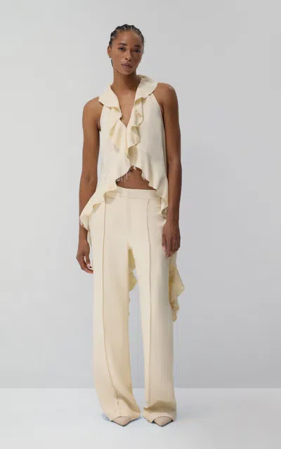 Lein Alexandra Ruffled Halter Top In White