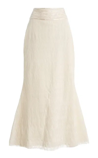 Lein Elin Cotton-blend Lace Midi Skirt In White