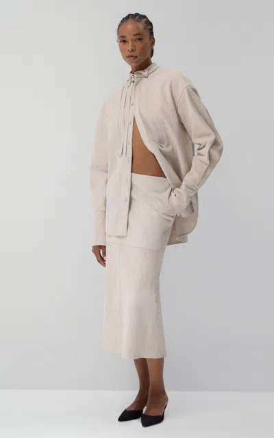 Lein Harris Leather Tuxedo Shirt In White