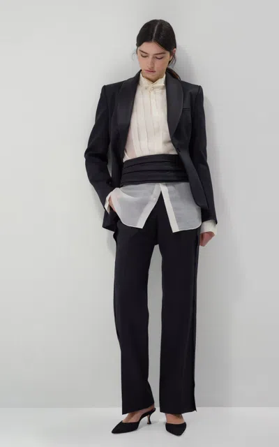 Lein Harris Wool-blend Tuxedo Shirt In White
