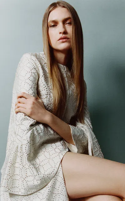 Lein Hayes Cotton-blend Studded Duster Jacket In White