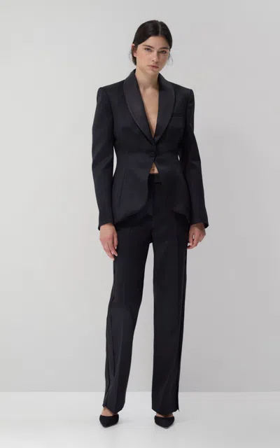 Lein Rowan Wool Tuxedo Trousers In Black