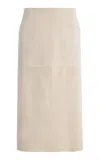 Lein Rowe Suede Pencil Skirt In White