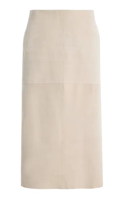 Lein Rowe Suede Pencil Skirt In White