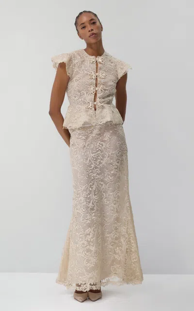 Lein Shelley Cotton-blend Lace Top In Neutral