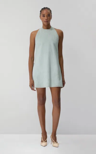 Lein Sloane Wool-blend Halter Mini Dress In Blue