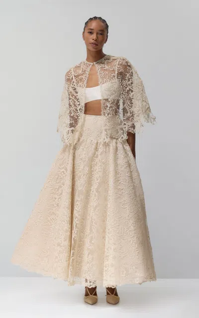 Lein Willa Cotton-blend Lace Midi Skirt In Neutral