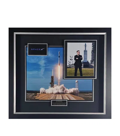 Leipzig Galleries Elon Musk Signed Spacex Framed Display In Blue