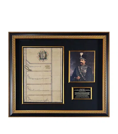 Leipzig Galleries Naser Al-din Shah Qajar Signed Historic Persian Display In Black