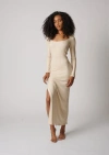 Leisure Lab Bal Harbor Long Sleeve Rib Dress In Cream