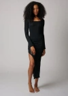 Leisure Lab Bal Harbor Long Sleeve Rib Dress In Matte Black