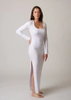 Leisure Lab Bal Harbor Long Sleeve Rib Dress In White