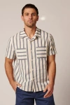 Leisure Lab Catalina Button Up In Blue Stripes