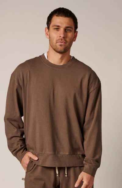 Leisure Lab Cotton Lounge Crewneck In Brown