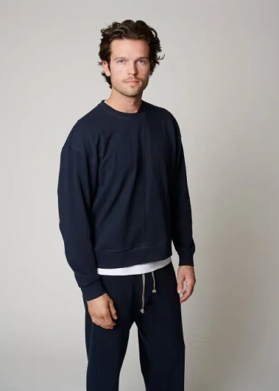 Leisure Lab Cotton Lounge Crewneck In Lapis