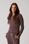 Leisure Lab Cotton Rib Long Sleeve In Bordeaux