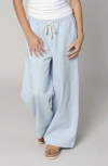 Leisure Lab Linen Palazzo Pant In Blue