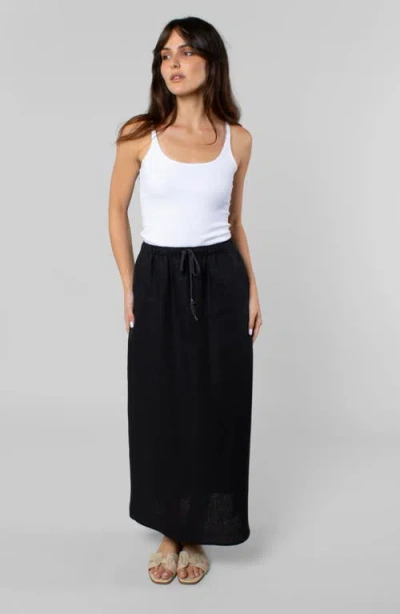 Leisure Lab Linen Resort Skirt In Black
