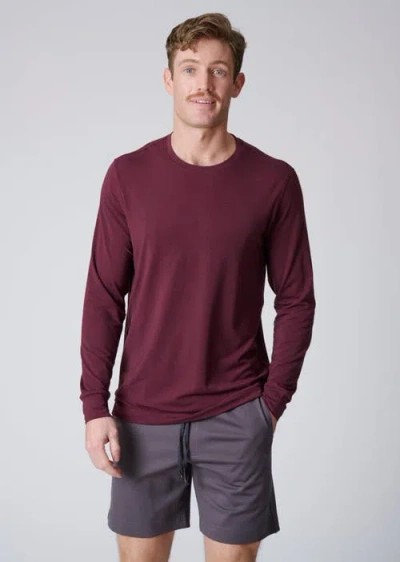 Leisure Lab Long Sleeve Everyday T-shirt In Maroon