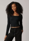 Leisure Lab Long Sleeve Rib Shirt In Black