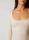 Leisure Lab Long Sleeve Rib Shirt In Cream