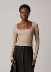Leisure Lab Long Sleeve Rib Shirt In Latte