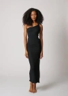 Leisure Lab One Shoulder Strap Dress In Matte Black