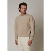 Leisure Lab Quilt Crewneck Sweater In Beige