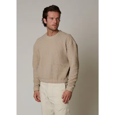 Leisure Lab Quilt Crewneck Sweater In Beige