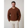 Leisure Lab Quilt Crewneck Sweater In Chocolate