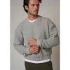 Leisure Lab Quilt Crewneck Sweater In Heathered Gray