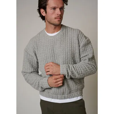 Leisure Lab Quilt Crewneck Sweater In Heathered Gray