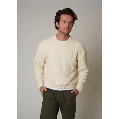 Leisure Lab Quilt Crewneck Sweater In Ivory