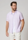 Leisure Lab Short Sleeve Cotton Button Up In Lilac